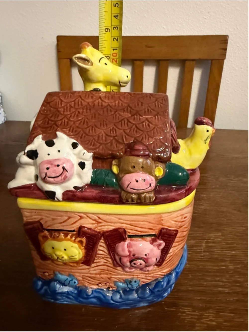 Vintage Express Productions Noah's Ark Ceramic Cookie Jar w/ Lid Animal Figural
